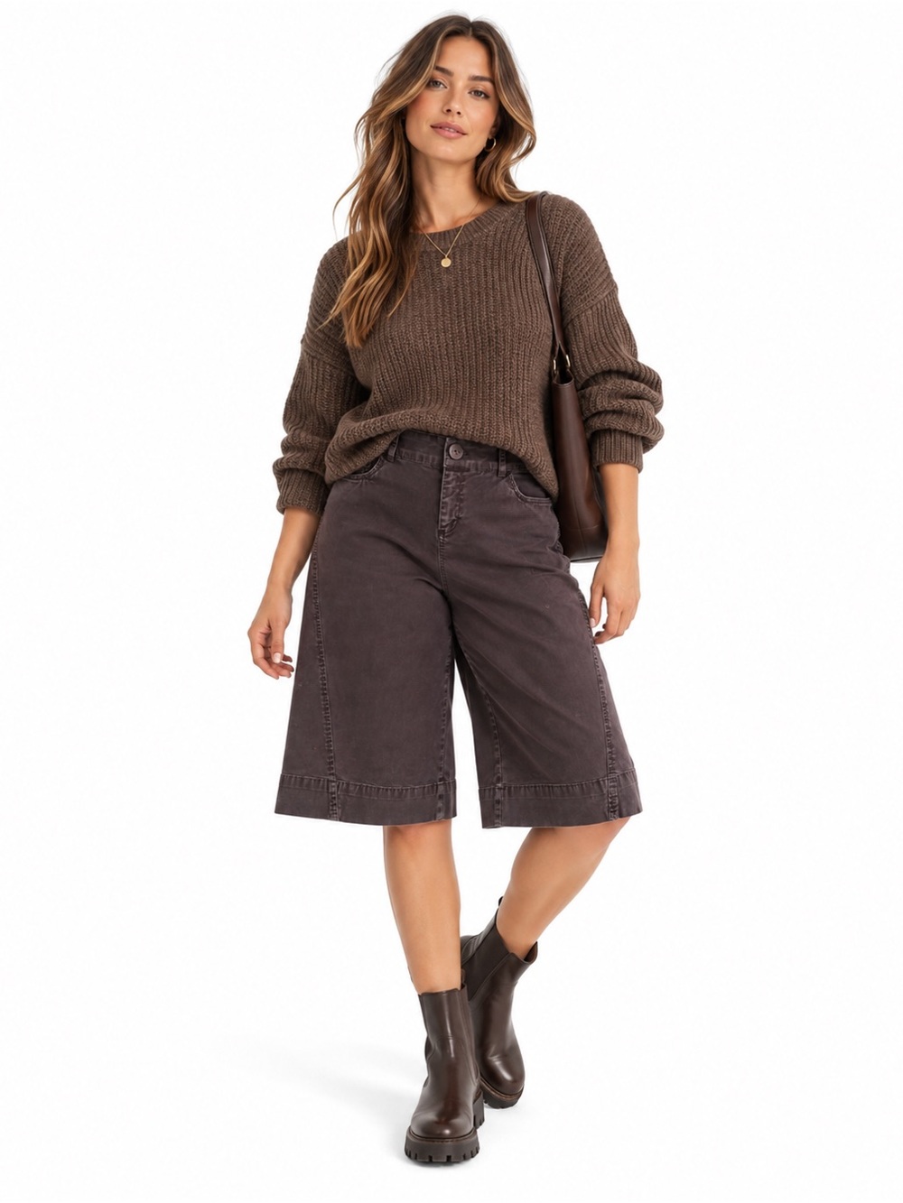 Vintage Y2K Dynamite Brown Wide Leg Bermuda Style Crop Capri – Size 13 GUC
